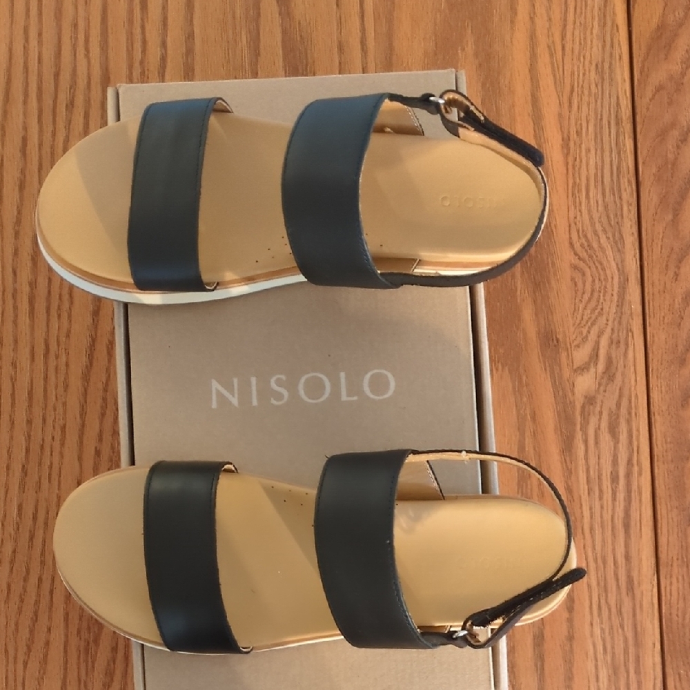 Nisolo Black and Tan Leather Sandals